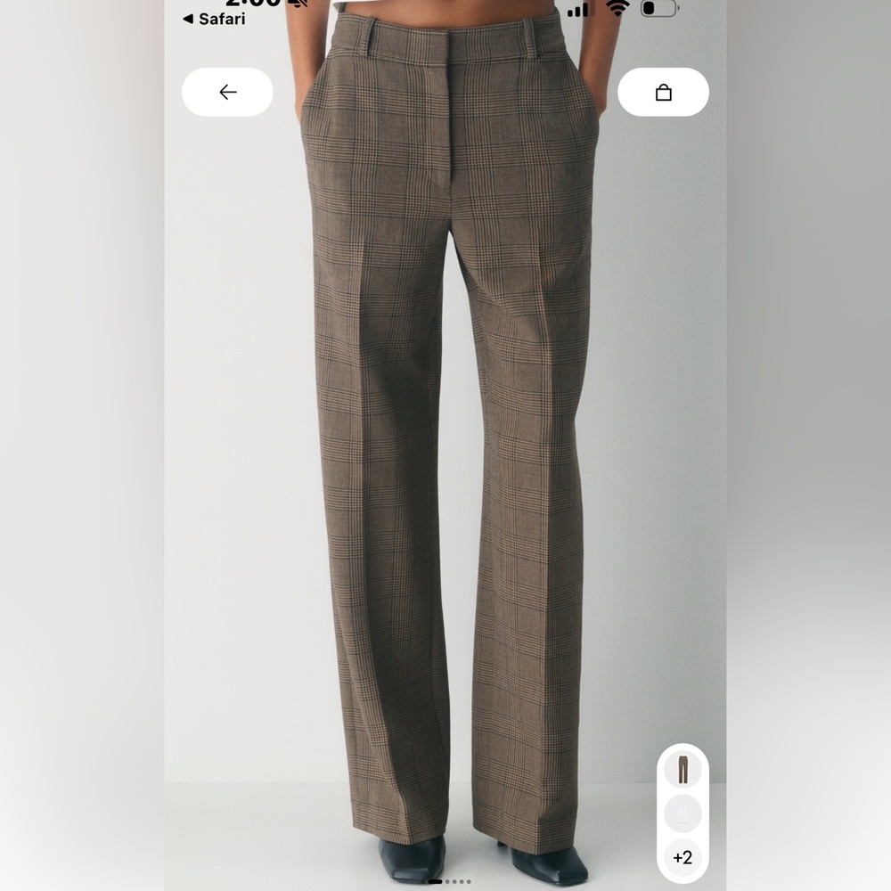 Babaton Brown Plaid Wide-Leg Trousers